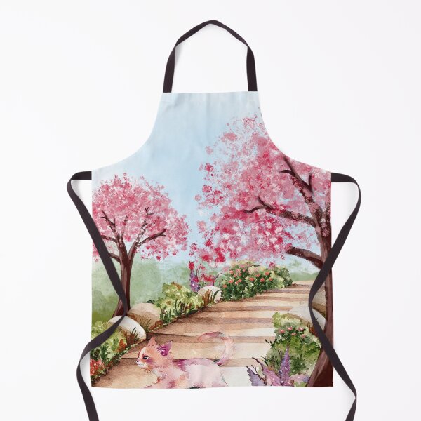 Item preview, Cherry Blossom Stroll | Cute Watercolor Cat Art designed and sold by UllassaStore.