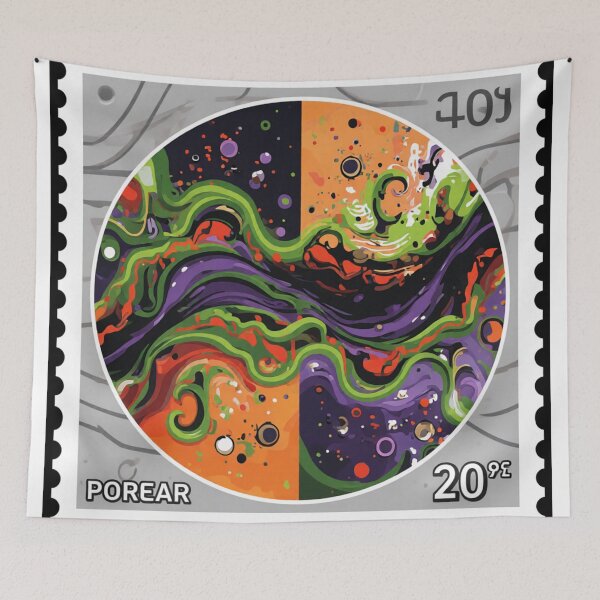 Item preview, cosmic waves moss algae stamp colorful geometric abstract design designed and sold by SmashingDeals.