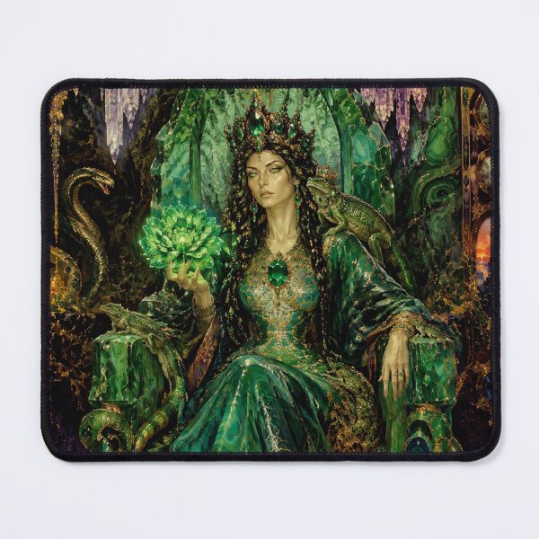 Item preview, The Mistress of the Copper Mountain - Queen of Malachite and Emeralds, Guardian of the Ural Treasures, Goddess of the Depths, Russian Gothic Art Nouveau, The Sacred Stone Flower designed and sold by Natalia-Vlad.