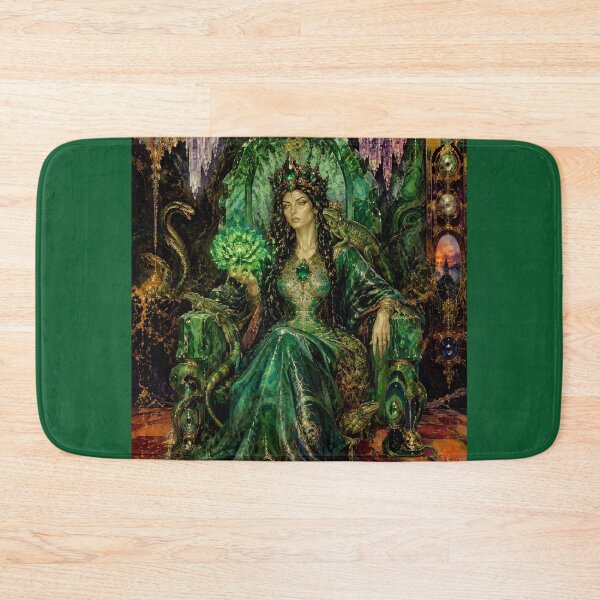 Item preview, The Mistress of the Copper Mountain - Queen of Malachite and Emeralds, Guardian of the Ural Treasures, Goddess of the Depths, Russian Gothic Art Nouveau, The Sacred Stone Flower designed and sold by Natalia-Vlad.