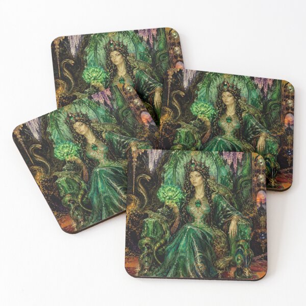 Item preview, The Mistress of the Copper Mountain - Queen of Malachite and Emeralds, Guardian of the Ural Treasures, Goddess of the Depths, Russian Gothic Art Nouveau, The Sacred Stone Flower designed and sold by Natalia-Vlad.