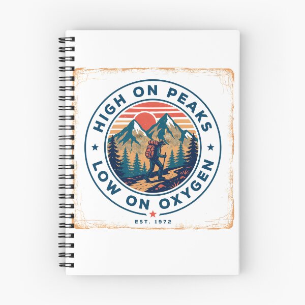 Item preview, High On Peaks, Low On Oxygen Retro Mountain Badge designed and sold by Gabe1983.