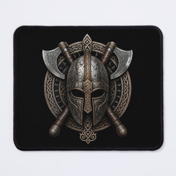 Item preview, Viking Warrior Legacy: Norse Helmet & Crossed Axes Art designed and sold by Inky Atlas.