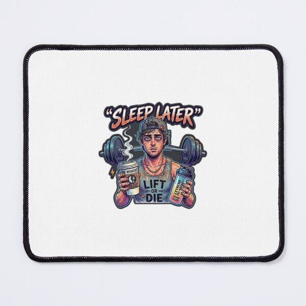Item preview, Sleep Later Lift or Die – Funny Tired Gym Shaker Pre-Workout Graphic designed and sold by Northern Glow Art.