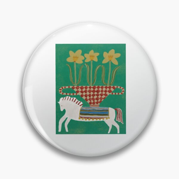 Item preview, Scandinavian Folk Art Dala Horse with Daffodils designed and sold by lb.stickers.