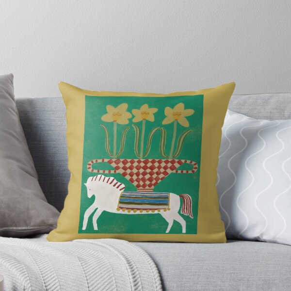 Item preview, Scandinavian Folk Art Dala Horse with Daffodils designed and sold by lb.stickers.