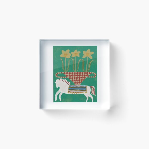 Item preview, Scandinavian Folk Art Dala Horse with Daffodils designed and sold by lb.stickers.