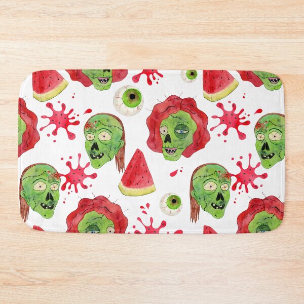 Item preview, Zombie Eating Watermelon Funny Pattern for Summerween - White Background  designed and sold by CanisArtStudio.