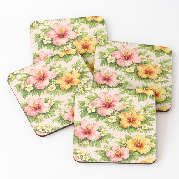 Item preview, Soft Pink Tropical Hibiscus Pattern designed and sold by 0606PM.