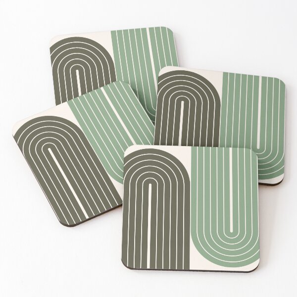 Item preview, Minimalist Geometric Arches Pattern in Sage Green Olive designed and sold by nineFlorals.