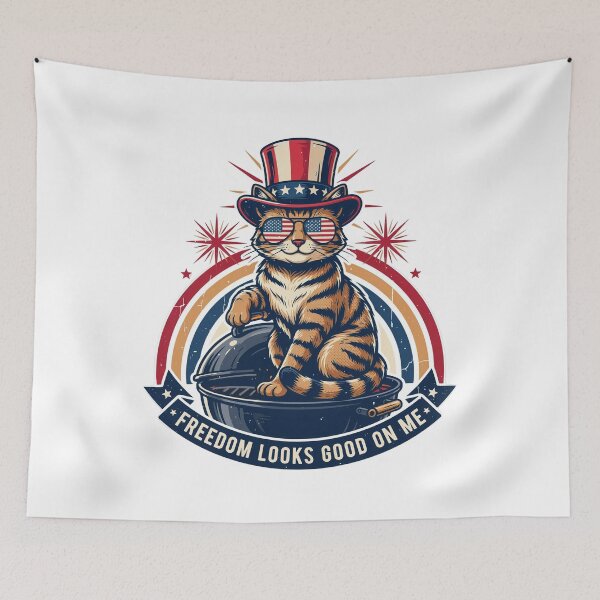 Item preview, Freedom Looks Good On Me Patriotic Cat designed and sold by WikaKowalczyk.