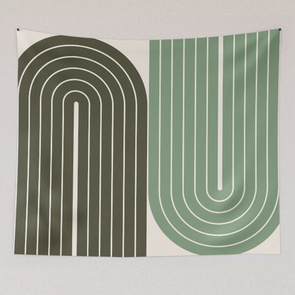 Item preview, Minimalist Geometric Arches Pattern in Sage Green Olive designed and sold by nineFlorals.