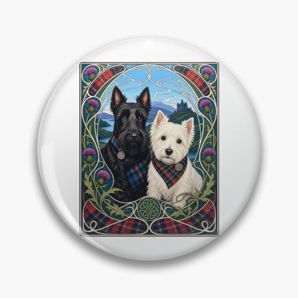 Item preview, Scottish Terrier Westie Dog Tartan Art Nouveau designed and sold by AntiqueImages.