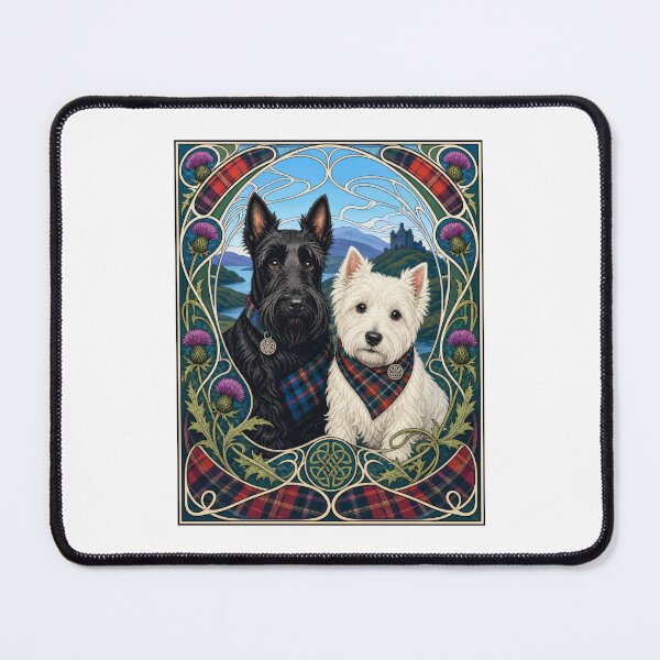 Item preview, Scottish Terrier Westie Dog Tartan Art Nouveau designed and sold by AntiqueImages.
