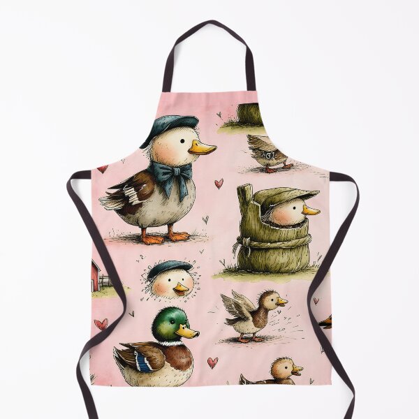 Item preview, Vintage Farm Geese and Ducks Pattern Cooking Apron designed and sold by PeacefulD-signs.