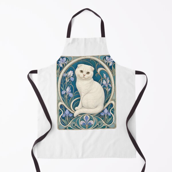 Item preview, White Scottish Fold Cat with Gold Eyes Art Nouveau designed and sold by AntiqueImages.