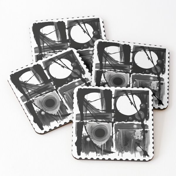 Item preview, playful disorder charcoal stamp black and white geometric abstract design designed and sold by SmashingDeals.