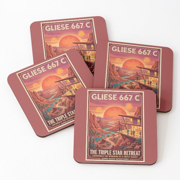 Item preview, Gliese 667 C Retro NASA Travel Poster Triple Sun designed and sold by RetroRewind Studio.