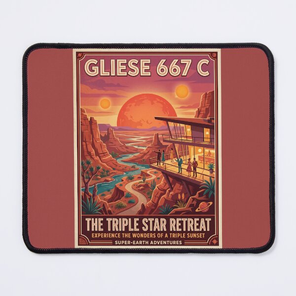 Item preview, Gliese 667 C Retro NASA Travel Poster Triple Sun designed and sold by RetroRewind Studio.