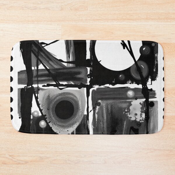 Item preview, playful disorder charcoal stamp black and white geometric abstract design designed and sold by SmashingDeals.