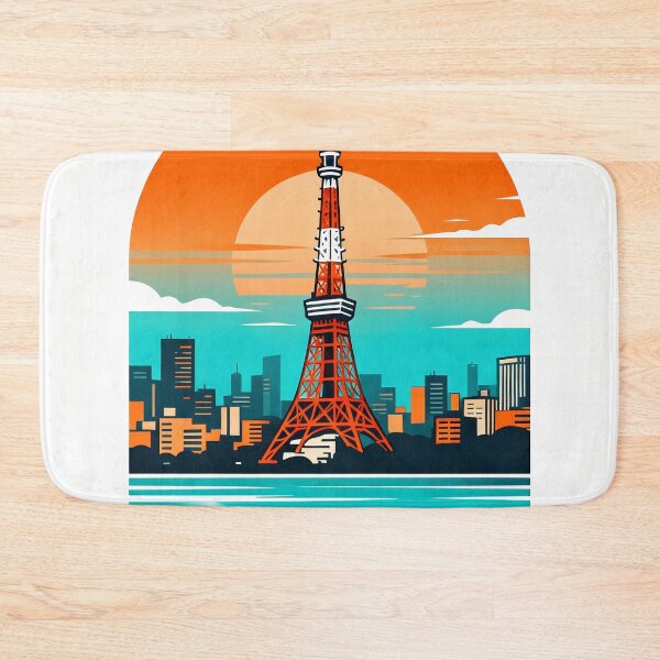 Item preview, Retro Tokyo Tower Japan Sunset Illustration designed and sold by drchzak.