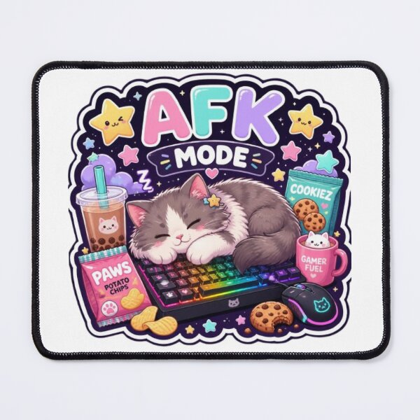 Item preview, AFK Mode Gamer Cat Sticker designed and sold by Stylestickers55.