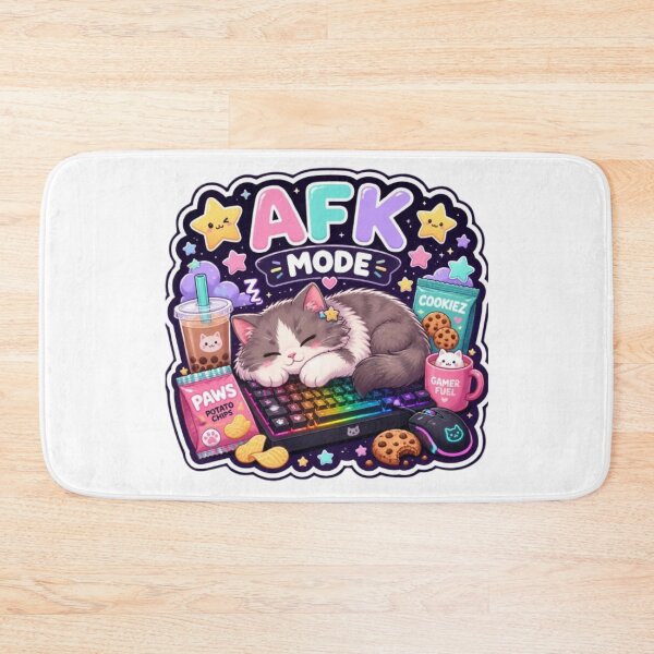 Artikelvorschau, AFK-Modus-Gamer-Katzenaufkleber entworfen und verkauft von Stylestickers55.
