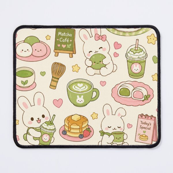Item preview, Bunny Matcha Pancake Kawaii Pattern designed and sold by Soft Berry Studio.
