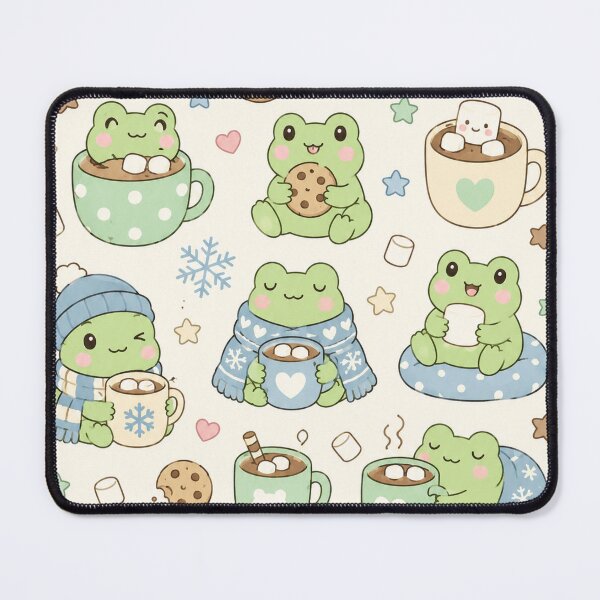 Item preview, Frog Cozy Cocoa Winter Kawaii Pattern designed and sold by Soft Berry Studio.