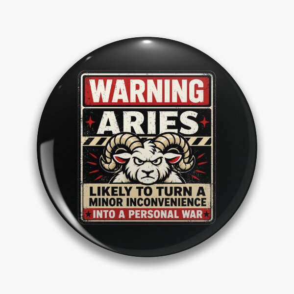 Item preview, Funny Aries Zodiac Warning Sign Shirt and Merch design designed and sold by Thehatinthecat.