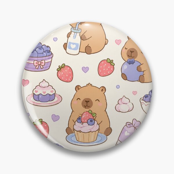 Item preview, Capybara Berry Bakery Kawaii Pattern designed and sold by Soft Berry Studio.