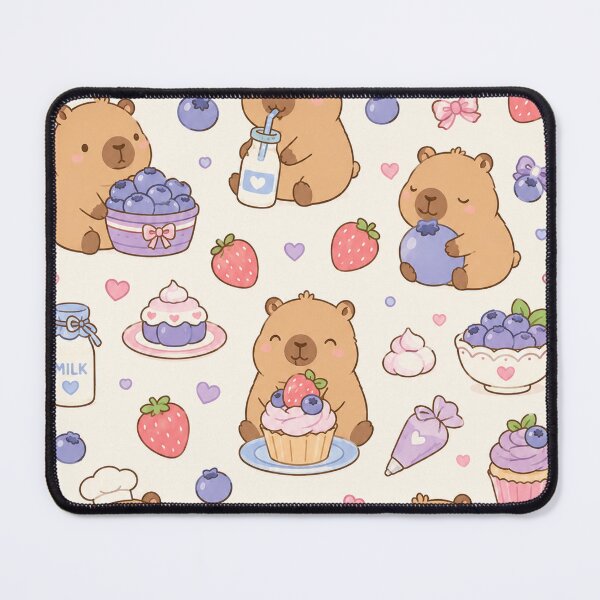 Item preview, Capybara Berry Bakery Kawaii Pattern designed and sold by Soft Berry Studio.