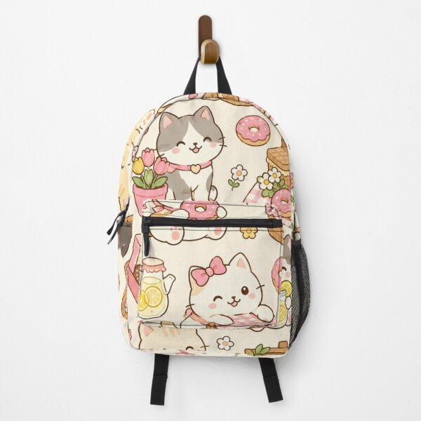 Item preview, Cozy Cat Donut Picnic Kawaii Pattern designed and sold by Soft Berry Studio.
