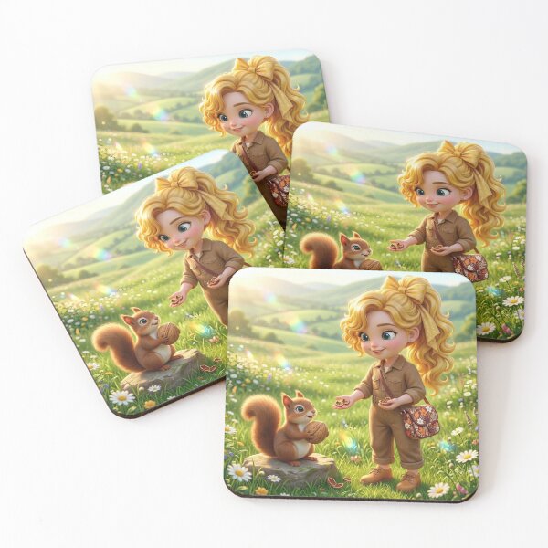 Item preview, Cute Girl Feeding Little Squirrel designed and sold by Azurart2.