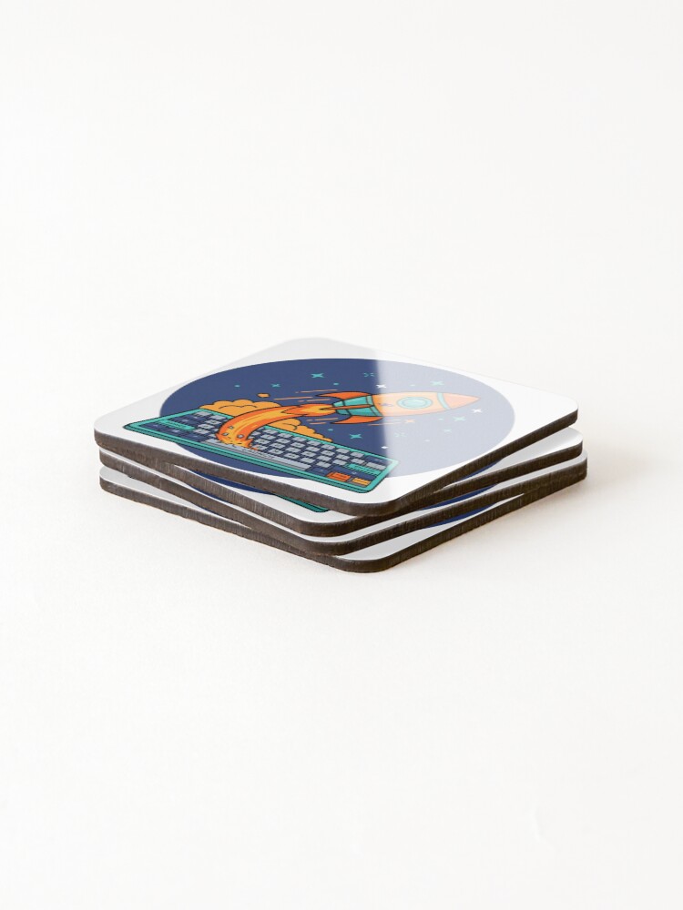 Thumbnail 4 of 5, Coasters (Set of 4), Code rocket ready for launch designed and sold by CosmicCode.