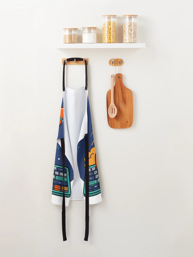 Thumbnail 2 of 6, Apron, Code rocket ready for launch designed and sold by CosmicCode.