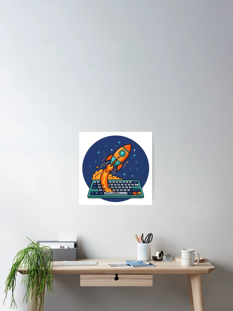 Thumbnail 2 of 3, Poster, Code rocket ready for launch designed and sold by CosmicCode.