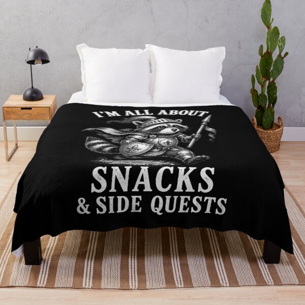 Item preview, Snacks & Side Quests Raccoon Knight Shirt – Funny Fantasy Meme for Gamers and D&D Fans designed and sold by Lichtisign.
