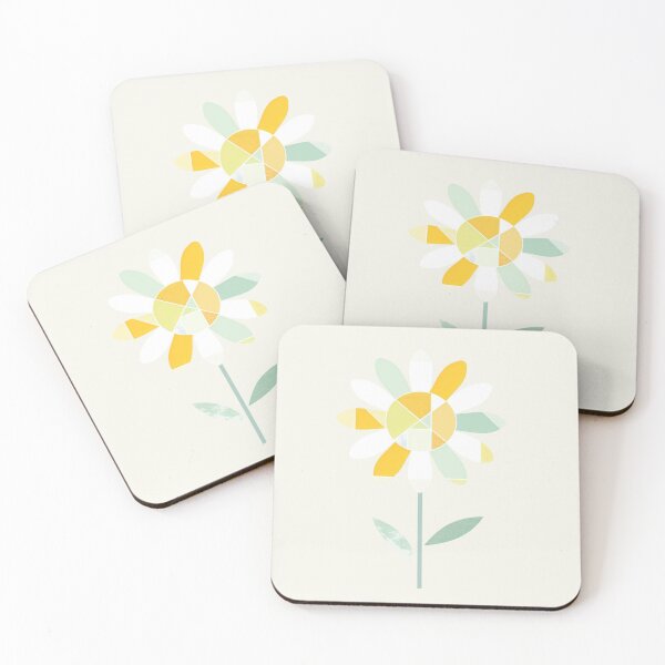 Item preview, Geometric Daisy Art - Minimalist Pastel Floral Design designed and sold by STATIC SOUL.