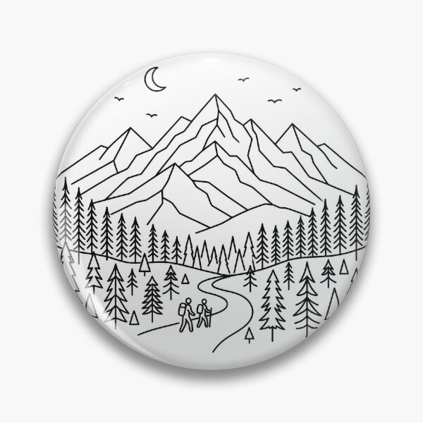 Item preview, Minimalist Mountain Landscape Line Art Drawing designed and sold by UrbanVoid Studio.