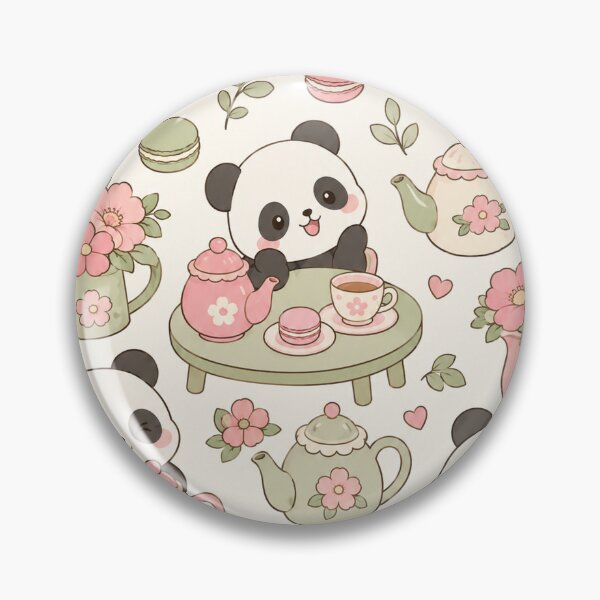 Item preview, Cute Panda Flower Tea House Kawaii Pattern designed and sold by Soft Berry Studio.