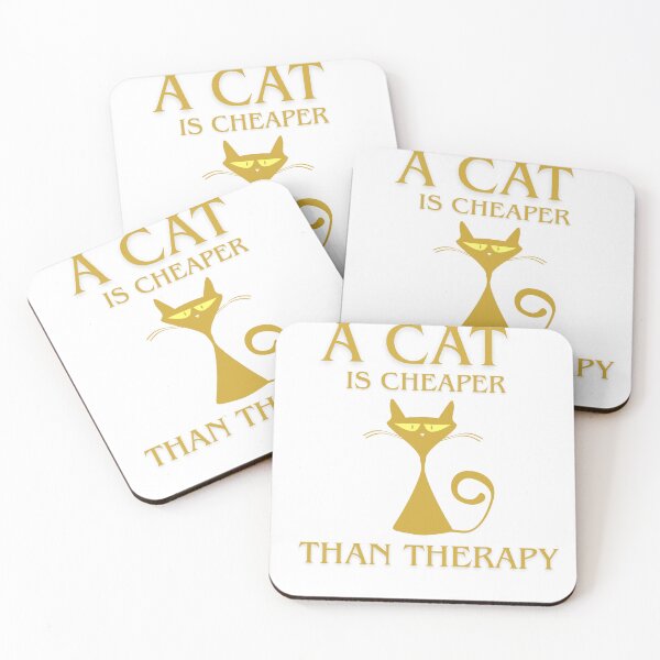 Item preview, A cat is cheaper than terapy - gold designed and sold by Tshirtmania4you.