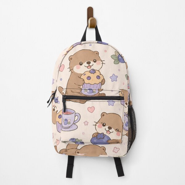 Item preview, Cute Otter Blueberry Tea Kawaii Pattern designed and sold by Soft Berry Studio.