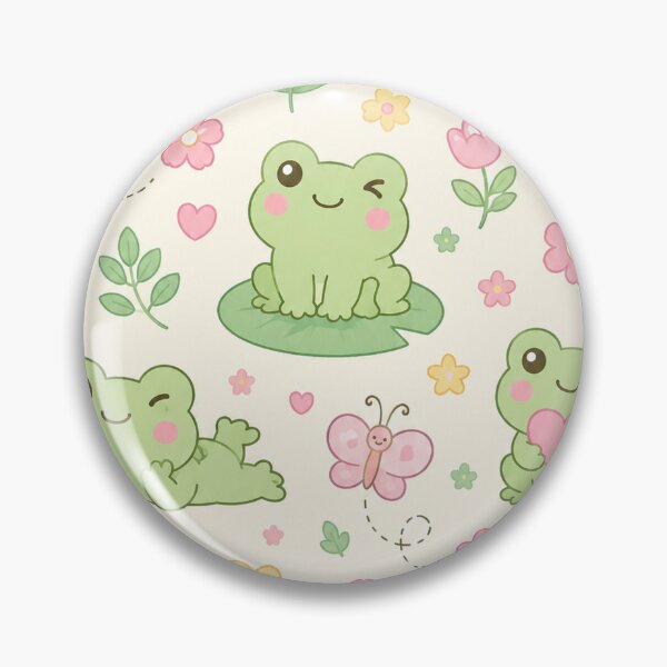 Item preview, Cute Frog Spring Flower Kawaii Pattern designed and sold by Soft Berry Studio.