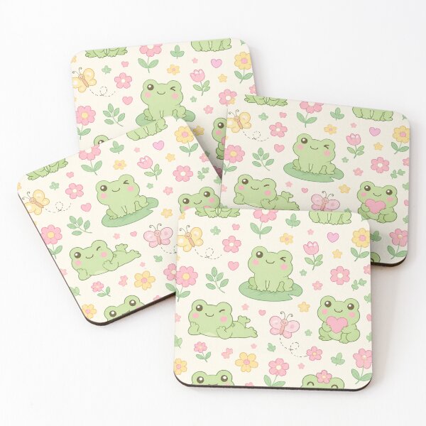 Item preview, Cute Frog Spring Flower Kawaii Pattern designed and sold by Soft Berry Studio.