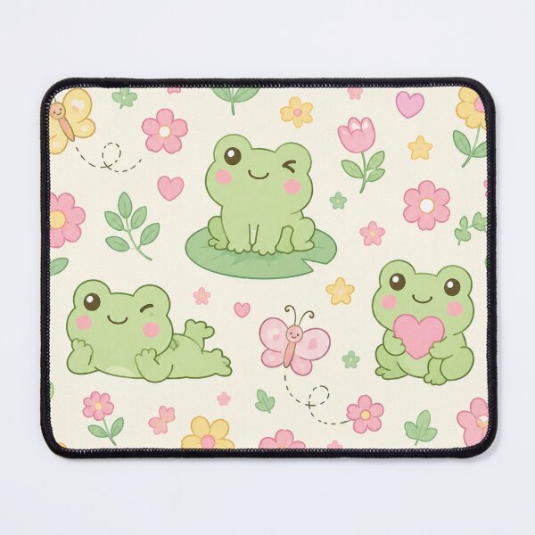 Item preview, Cute Frog Spring Flower Kawaii Pattern designed and sold by Soft Berry Studio.
