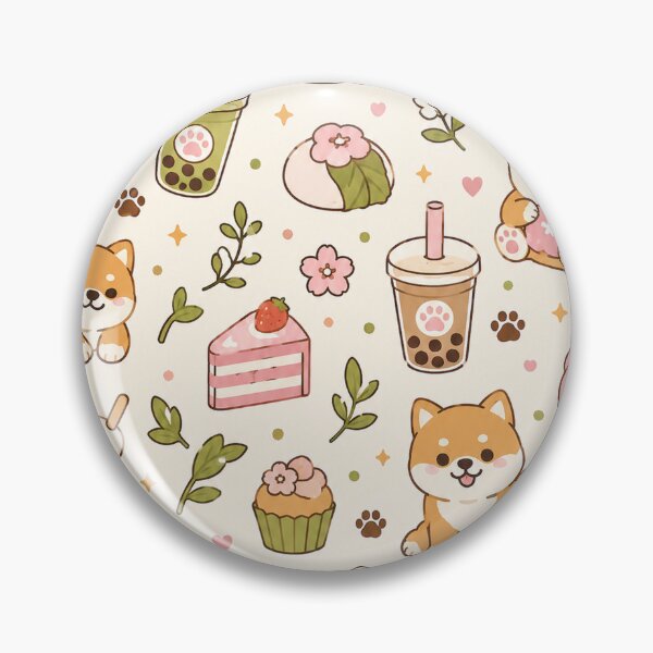 Item preview, Cute Shiba Matcha Dessert Kawaii Pattern designed and sold by Soft Berry Studio.