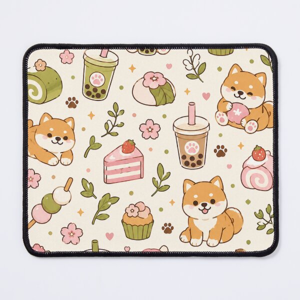 Item preview, Cute Shiba Matcha Dessert Kawaii Pattern designed and sold by Soft Berry Studio.