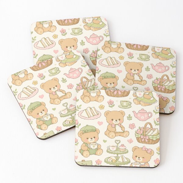 Item preview, Cute Teddy Bear Picnic Tea Kawaii Pattern designed and sold by Soft Berry Studio.