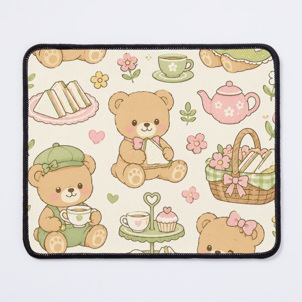 Item preview, Cute Teddy Bear Picnic Tea Kawaii Pattern designed and sold by Soft Berry Studio.